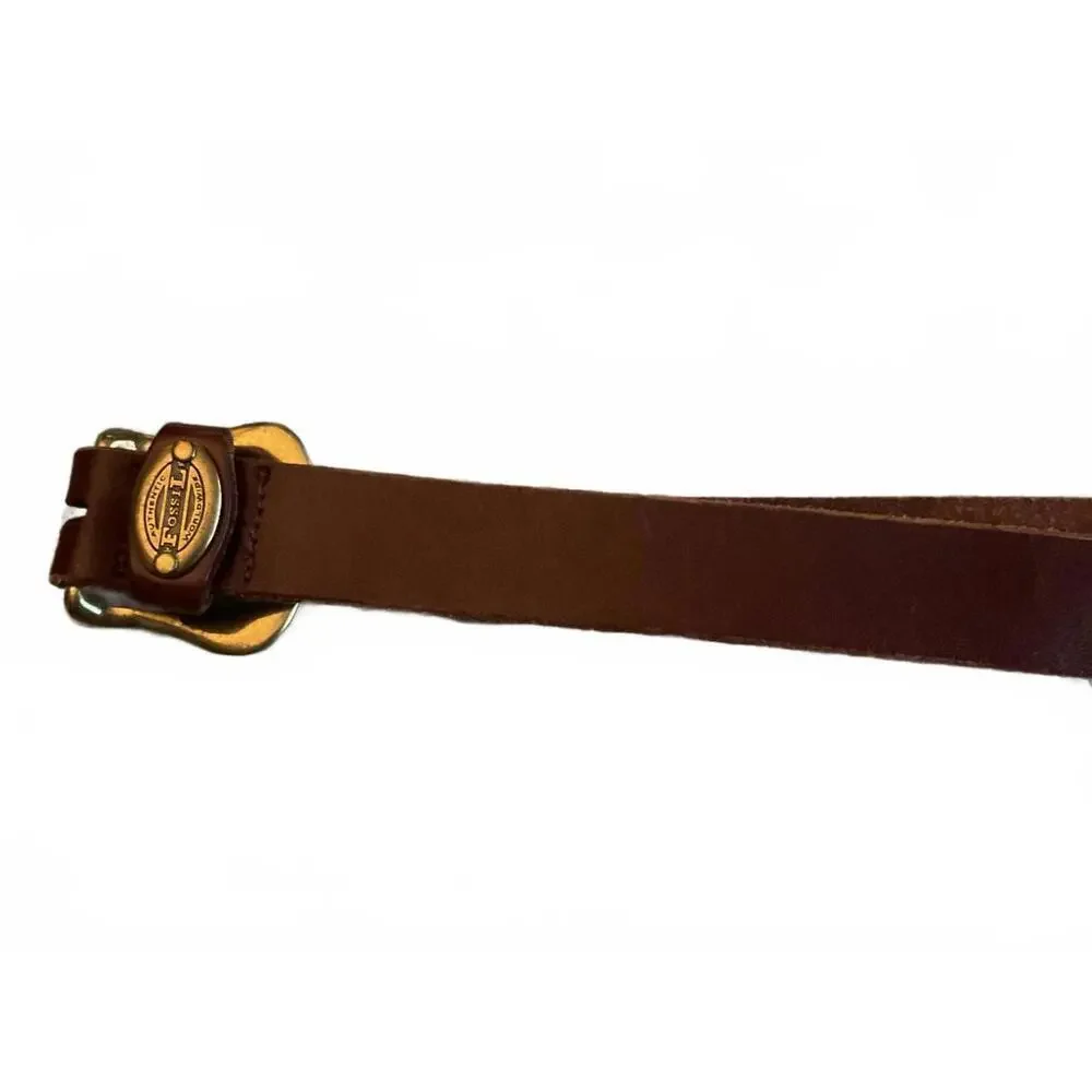 Fossil Leather belt with Brass Buckle  33 1/2”